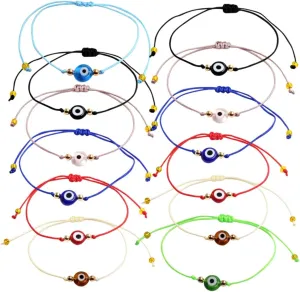 12pcs Devil Eyes Bracelet Gold Bracelets Women Anklet Charms Style Woven Wrist Rope Wrist Cord Woven Bracelet Evil Eye Jewelry Fabric