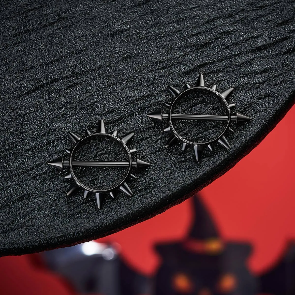 14G 2PCS Spike Circle Nipple Ring Set