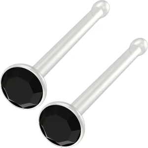 2pc 20g Bioflex Nose Bone Bioplast Cubic Zirconia 1mm Micro Flat Flexible Bendable Straight Nostril