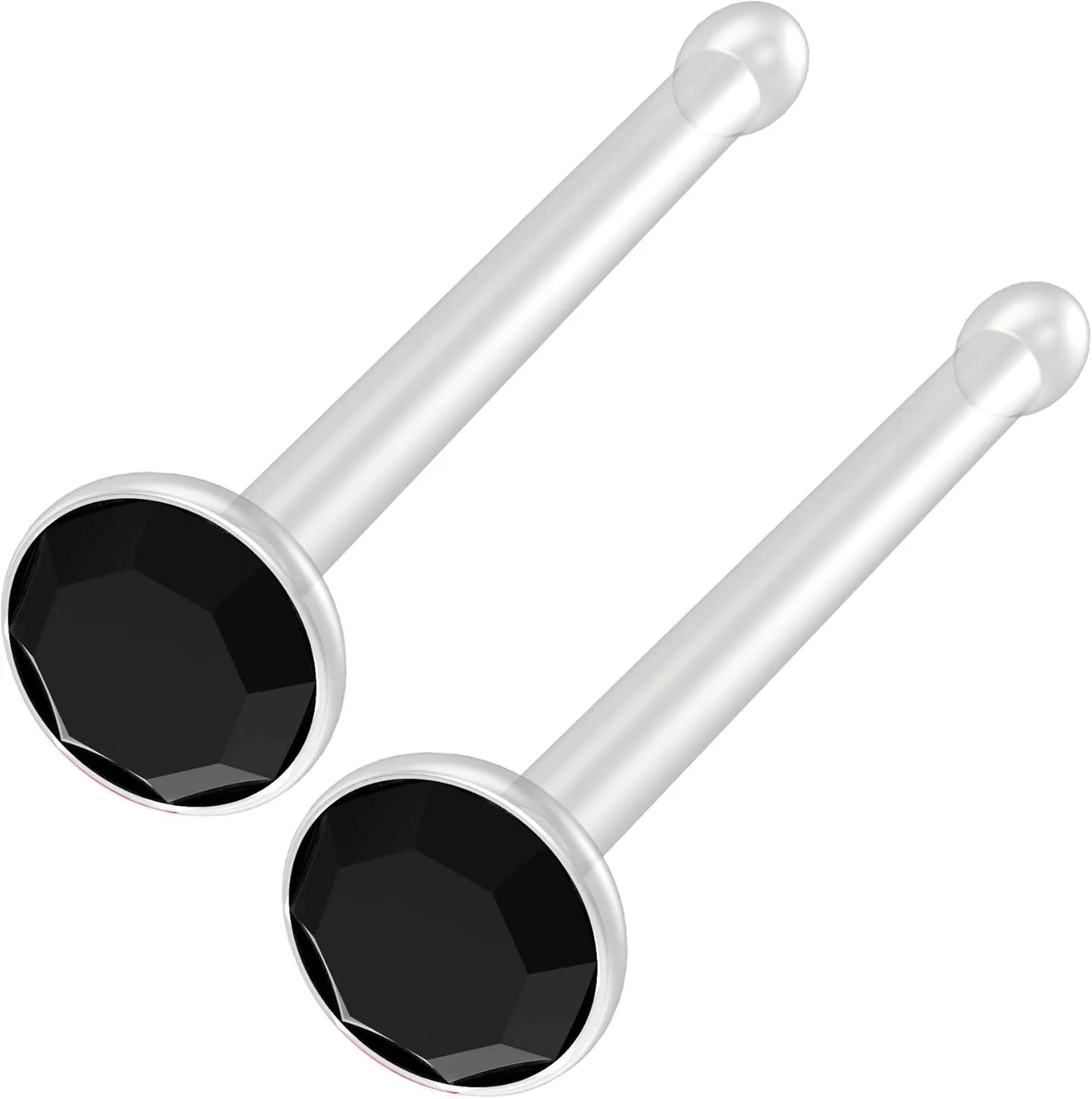 2pc 20g Bioflex Nose Bone Bioplast Cubic Zirconia 1mm Micro Flat Flexible Bendable Straight Nostril