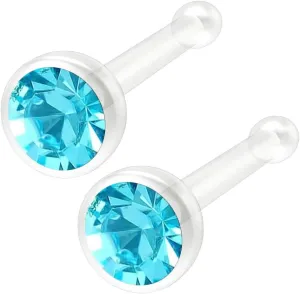 2pc 20g Bioflex Nose Bone Bioplast Cubic Zirconia 1mm Micro Flat Flexible Bendable Straight Nostril