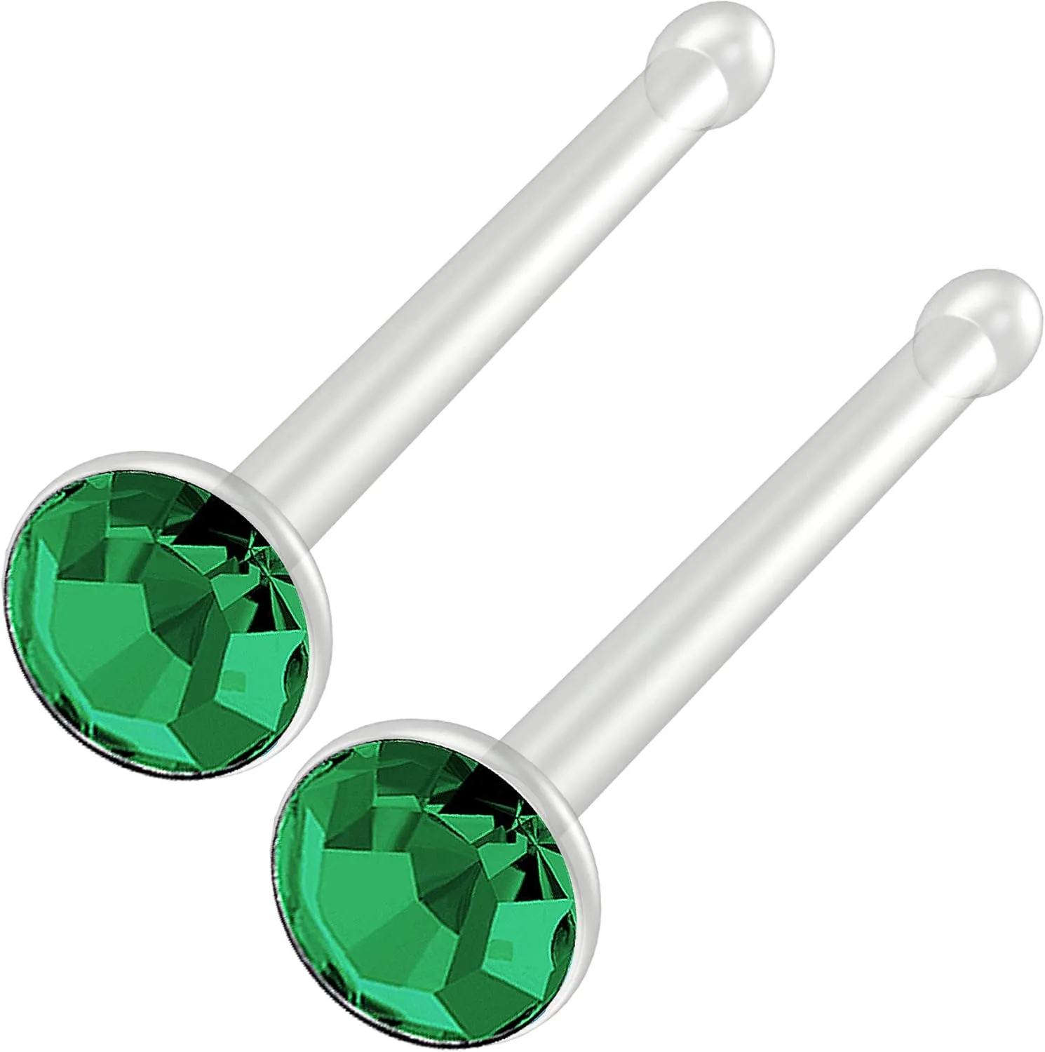 2pc 20g Bioflex Nose Bone Bioplast Cubic Zirconia 1mm Micro Flat Flexible Bendable Straight Nostril