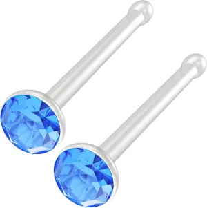 2pc 20g Bioflex Nose Bone Bioplast Cubic Zirconia 1mm Micro Flat Flexible Bendable Straight Nostril