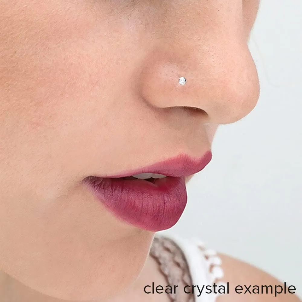 2pc 20g Bioflex Nose Bone Bioplast Cubic Zirconia 1mm Micro Flat Flexible Bendable Straight Nostril