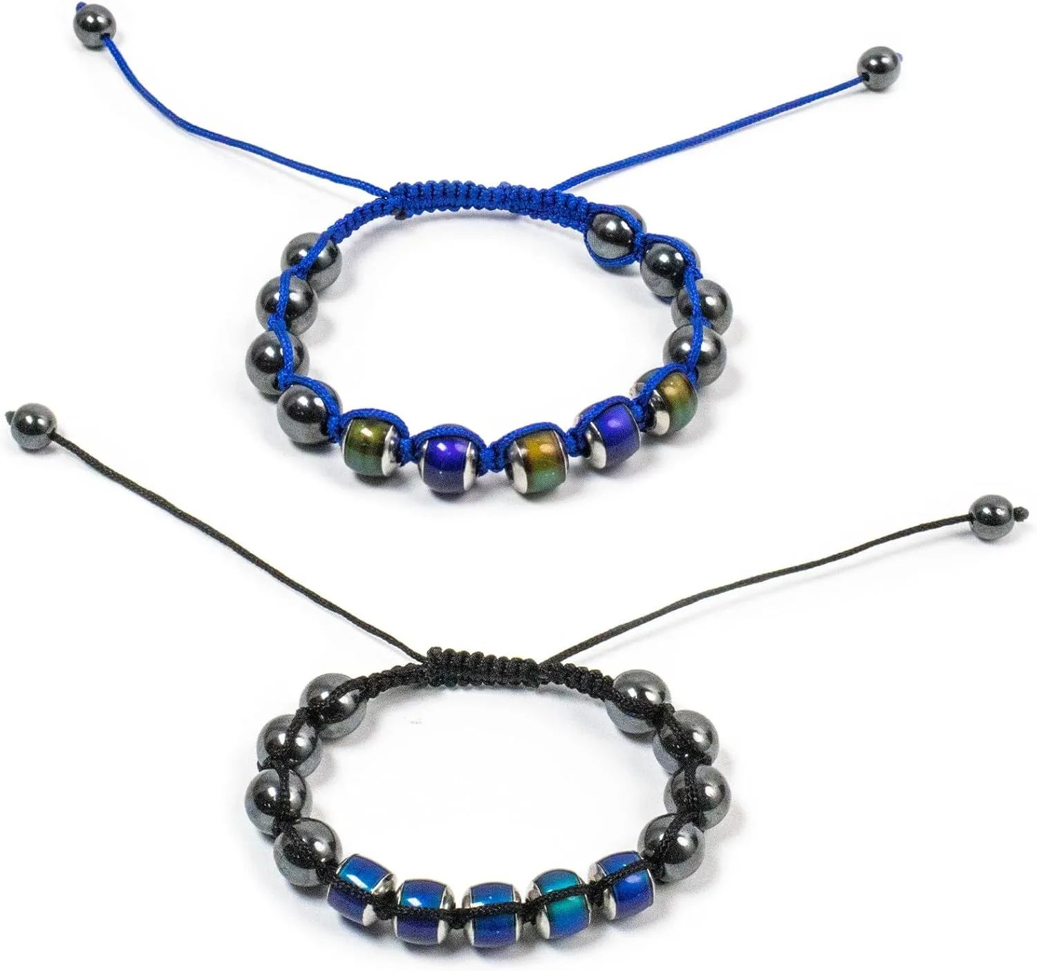 2Pcs Adjustable Mood Bracelet for Women Color Changing Based on Emotion Beaded Braided Dazzling Mood Bracelet Shinning Links