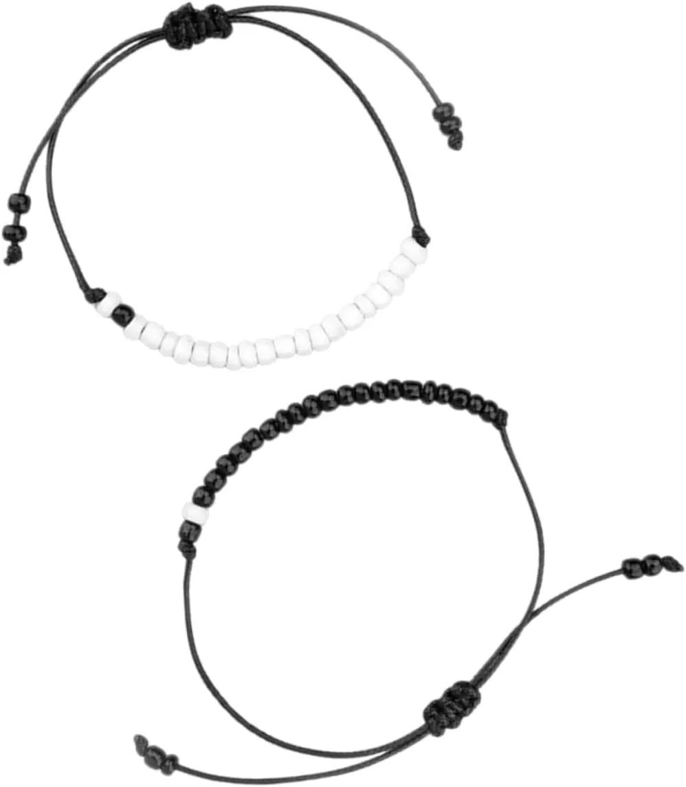 2pcs Trendy for Couples Handmade Rope Bracelet for Women Statement Bead Casual Formal Occasions