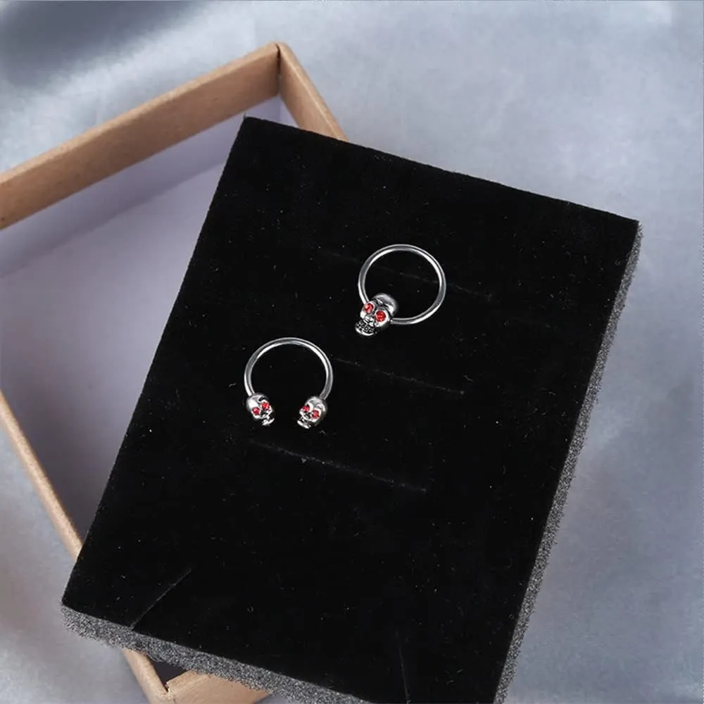 2PS Skull Body Jewelry Surgical Steel Skull Nose Ring Nipple Rings Exaggerated Halloween Nose Ring Hoop Skull Septum Ring for Women