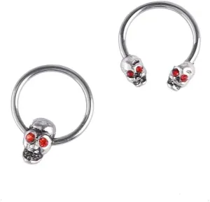 2PS Skull Body Jewelry Surgical Steel Skull Nose Ring Nipple Rings Exaggerated Halloween Nose Ring Hoop Skull Septum Ring for Women