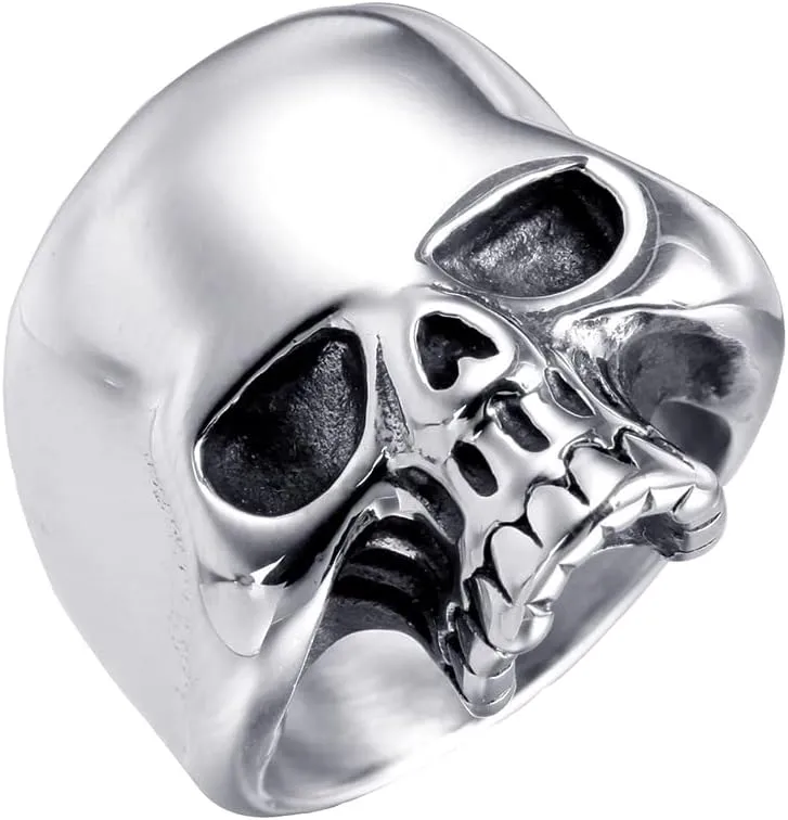 316L Stainless Steel Men's Cool Skull Head Ring Punk New Jewelry Black/Blue/Gold/Silver