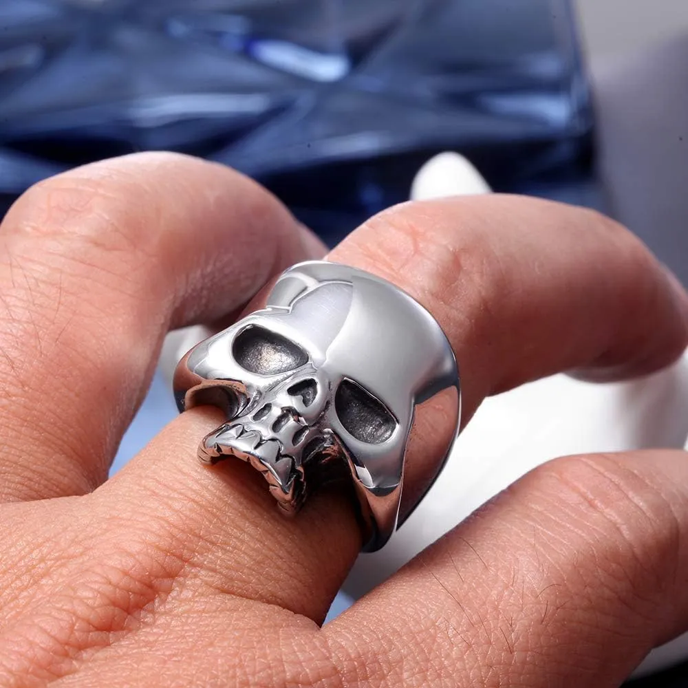 316L Stainless Steel Men's Cool Skull Head Ring Punk New Jewelry Black/Blue/Gold/Silver