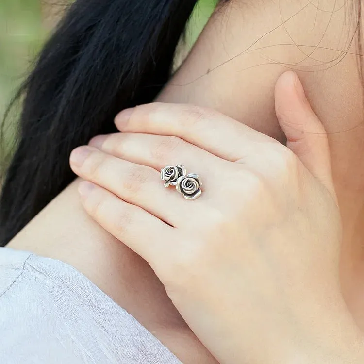 Alt Silver Stud Rose Earrings