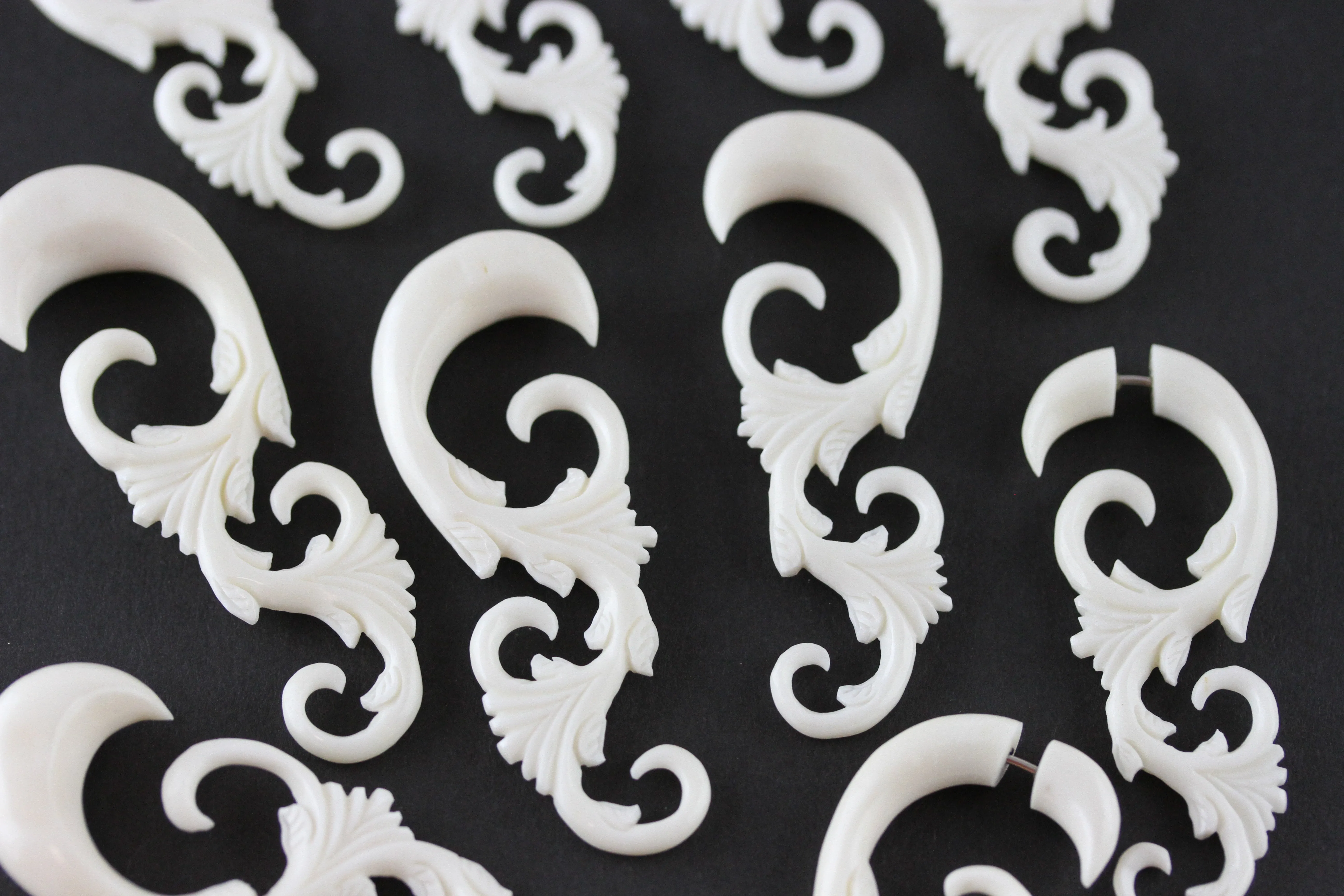 Birds of a Feather Flock Together Bone Plug Hangers (Pair) - C064