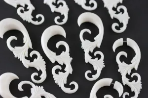 Birds of a Feather Flock Together Bone Plug Hangers (Pair) - C064
