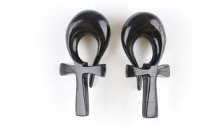 Black Egyptian Ankh Hanging Plugs (Pair) - B042