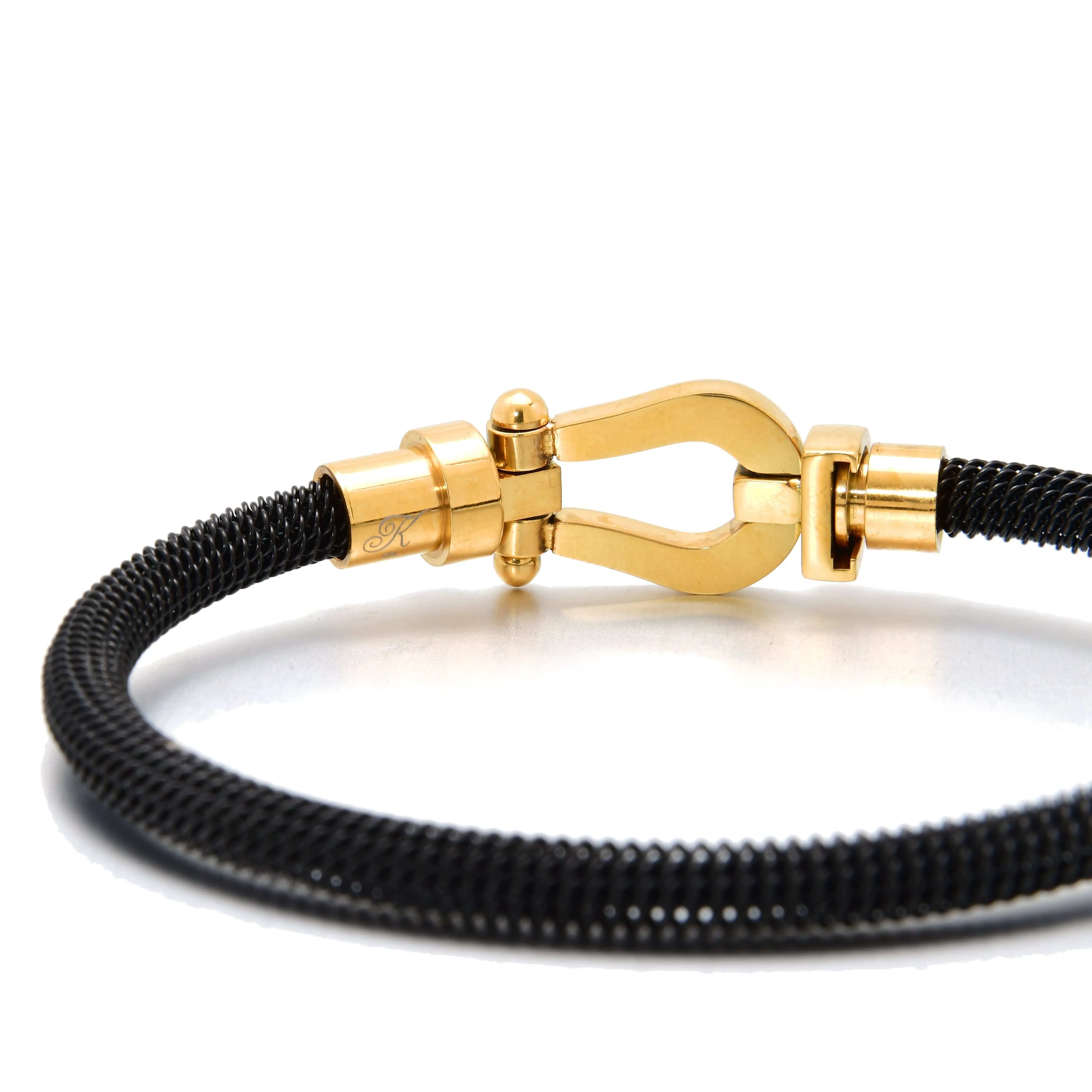 Black Equestrian Woven Braided Steel Hearts Bracelet