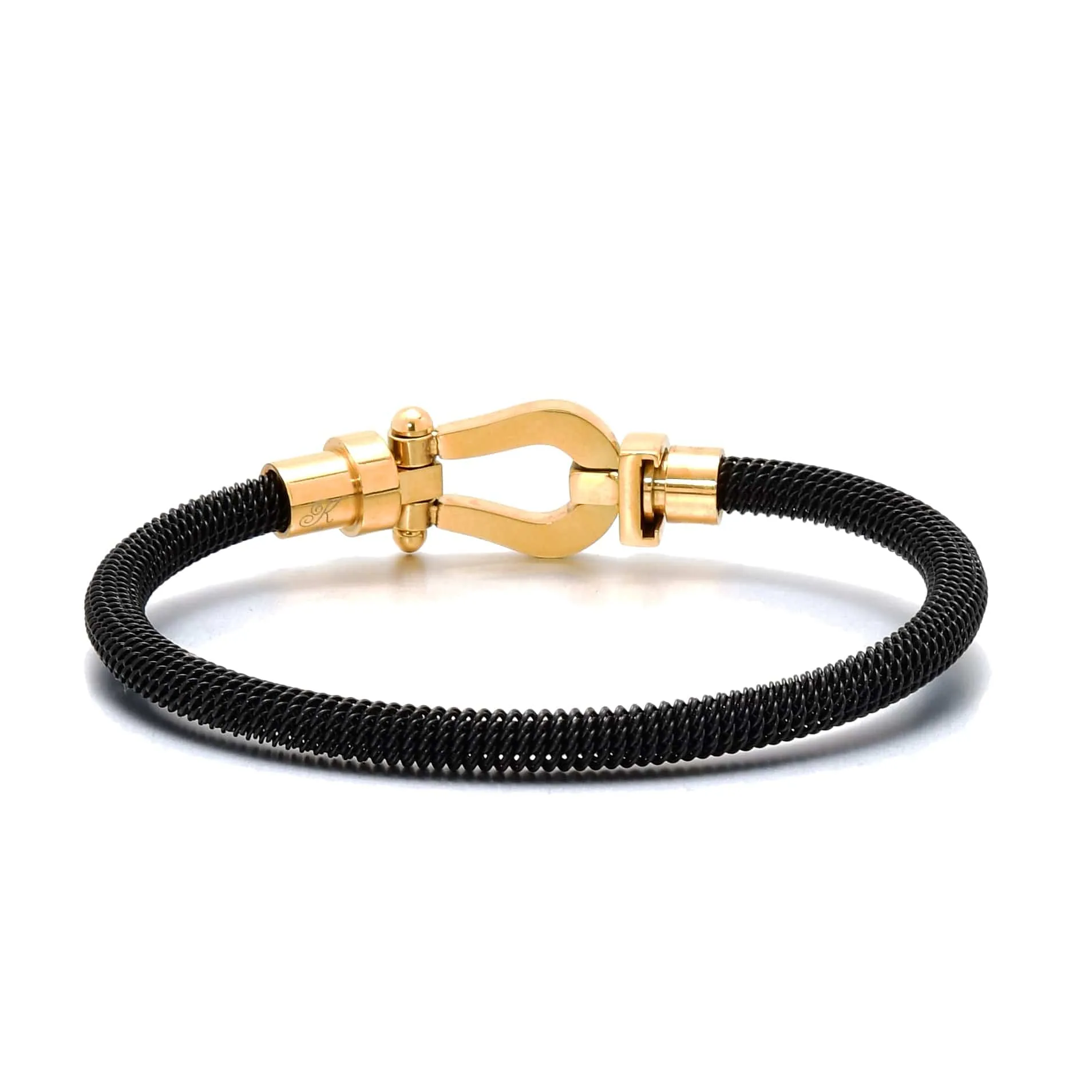 Black Equestrian Woven Braided Steel Hearts Bracelet