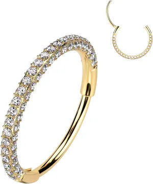 Body Candy Triple Sided Micro Gem Nose Hoop Ring - Implant Grade Titanium With Sparkling CZ Gems on All Sides - 20G Hypoallergenic Piercing Jewelry Cubic Zirconia