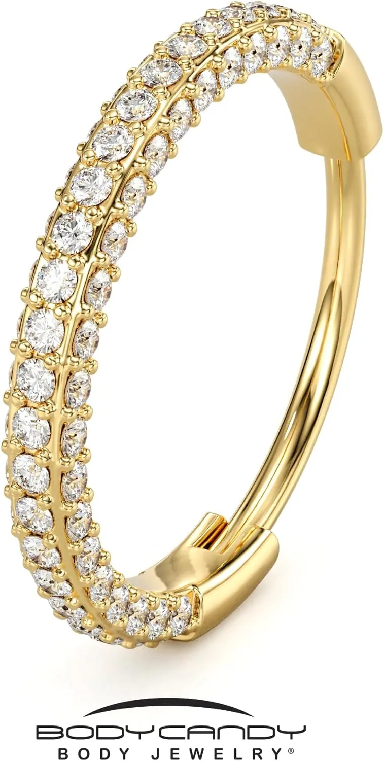 Body Candy Triple Sided Micro Gem Nose Hoop Ring - Implant Grade Titanium With Sparkling CZ Gems on All Sides - 20G Hypoallergenic Piercing Jewelry Cubic Zirconia