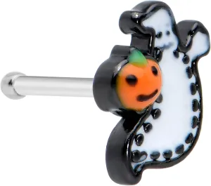Body Candy Womens 20G 6mm Steel Nose Ring Halloween Ghost Pumpkin Nose Stud Nose Bone Body Piercing Jewelry 1/4"