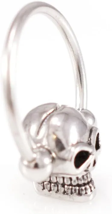 BodyJewelryOnline 316L Surgical Steel 16G 14G CBR Skull Septum Nose Captive Bead Ring Horseshoe Circular Barbells Captive Skull Bead Rings Hoops Piercing Jewelry 12mm 1/2 Inch