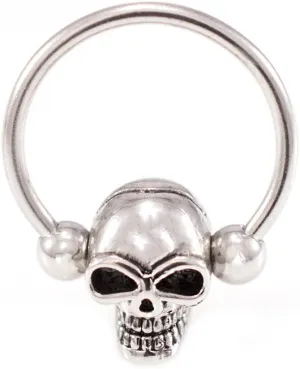 BodyJewelryOnline 316L Surgical Steel 16G 14G CBR Skull Septum Nose Captive Bead Ring Horseshoe Circular Barbells Captive Skull Bead Rings Hoops Piercing Jewelry 12mm 1/2 Inch