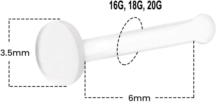 BodyJewelryOnline Nose Bone Retainer 16G 18G 20G Clear Nose Rings Retainer 3.5mm Flat Head Nose Stud Retainers Flexible Acrylic Clear Nose Studs Piercing for Sport Work Surgery