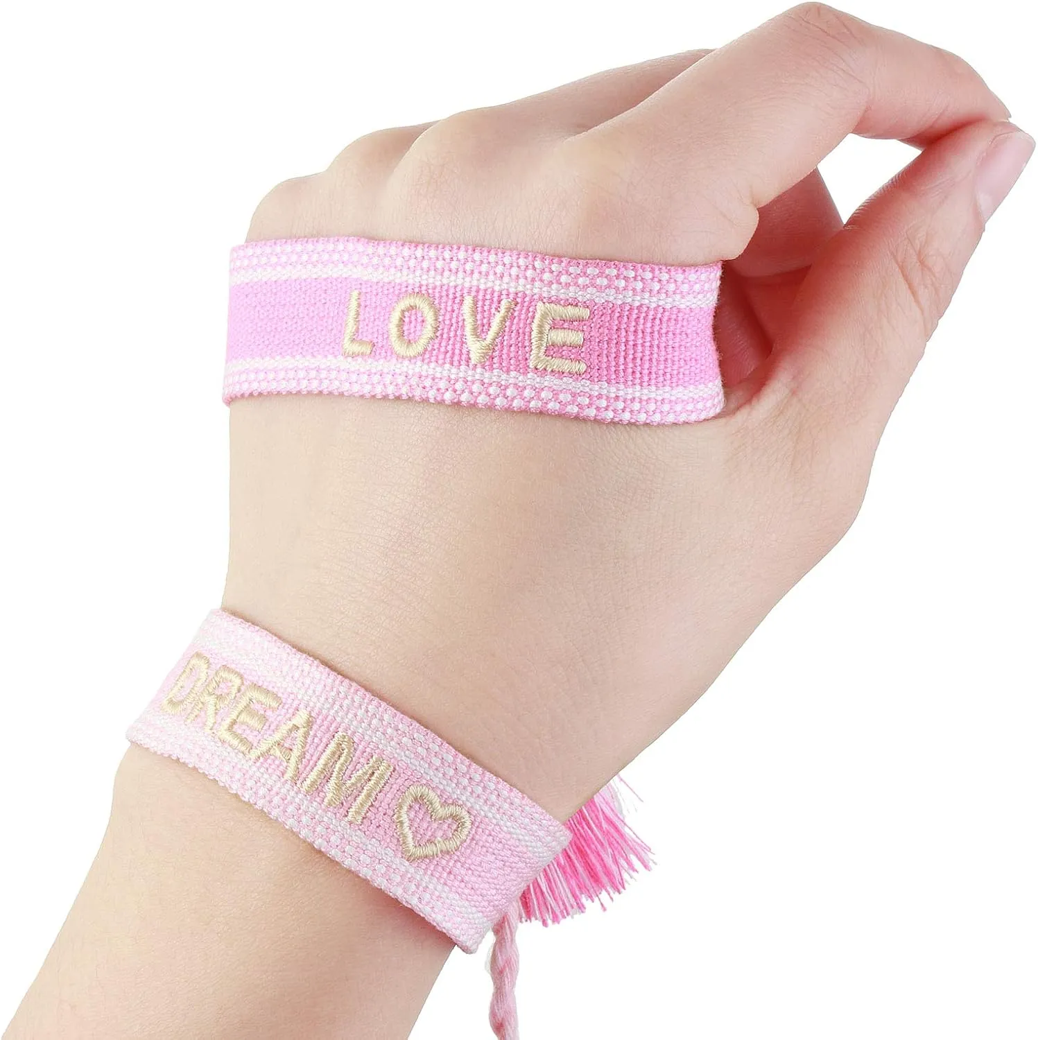 COTTVOTT 2pcs Woven Friendship Wrap Bracelet Lucky Knitted Word Braided Bracelets for Women