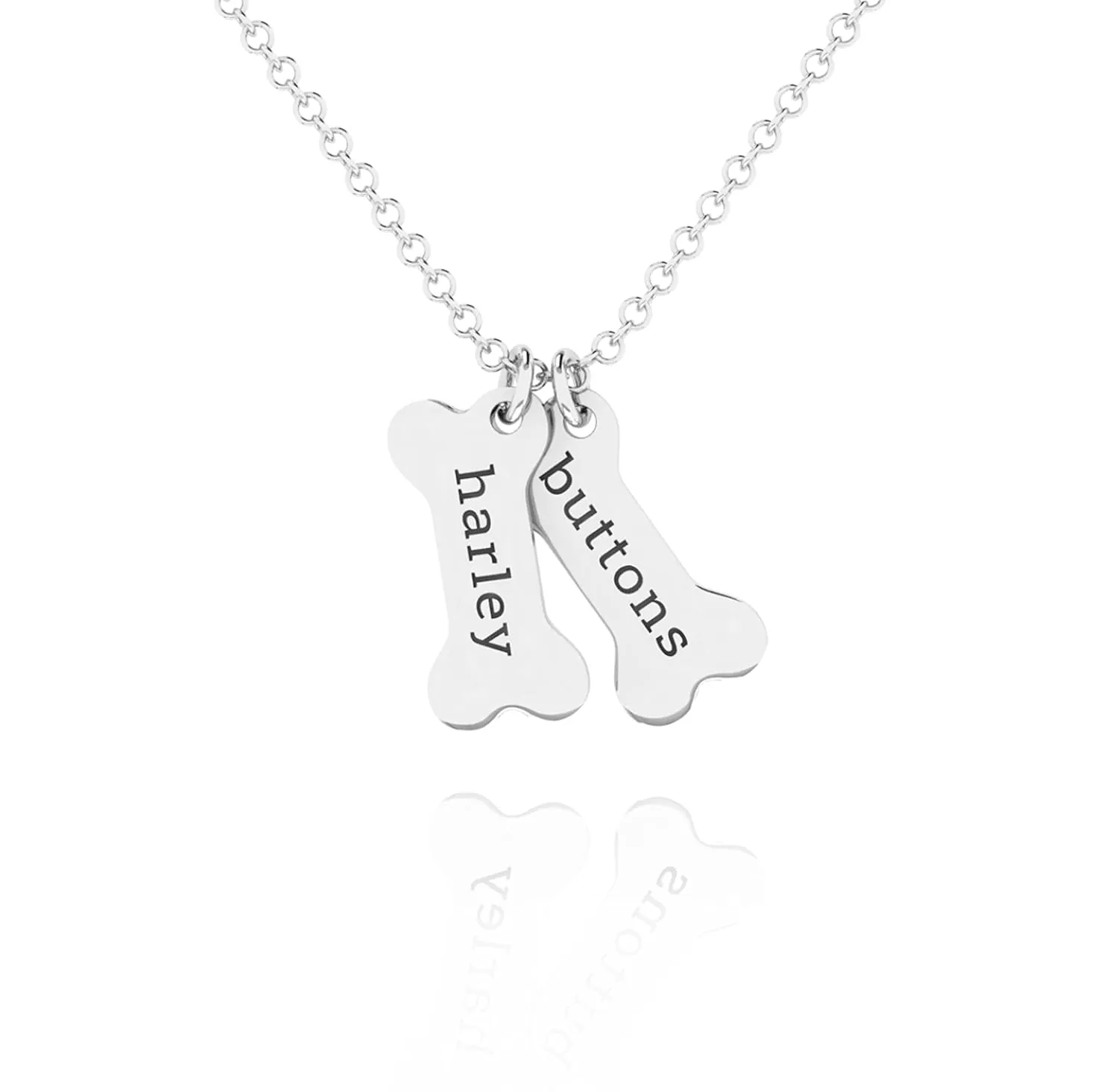 Custom Dog Bone Memorial Necklace - Memorial Necklace With Personalized Names For Dog Lovers - Pet Jewelry Puppy Animal Pendant