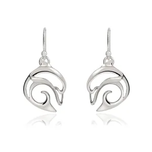 Dolphin Drop Earrings for Women Sterling Silver- Dolphin Dangle Earrings for Women, Dolphin Charm Earrings, Dolphin Dangle Earrings Sterling Silver