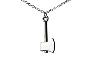 Enchanted Leaves - Tiny Silver Axe Necklace - Cute Lumberjack Ax Charm Necklace