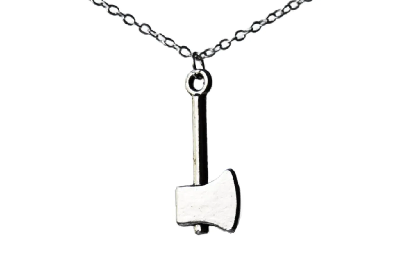 Enchanted Leaves - Tiny Silver Axe Necklace - Cute Lumberjack Ax Charm Necklace