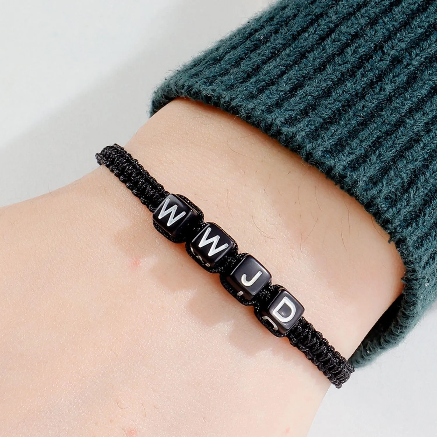 Fuqimanman2020 WWJD Woven Wristbands Bracelet Adjustable Rope Beaded Bracelet What Would Jesus Do Letter Flat Knot Woven String Bracelet