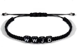 Fuqimanman2020 WWJD Woven Wristbands Bracelet Adjustable Rope Beaded Bracelet What Would Jesus Do Letter Flat Knot Woven String Bracelet