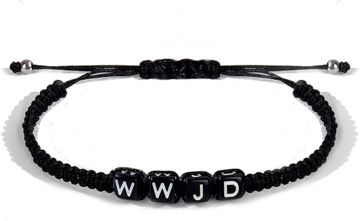 Fuqimanman2020 WWJD Woven Wristbands Bracelet Adjustable Rope Beaded Bracelet What Would Jesus Do Letter Flat Knot Woven String Bracelet
