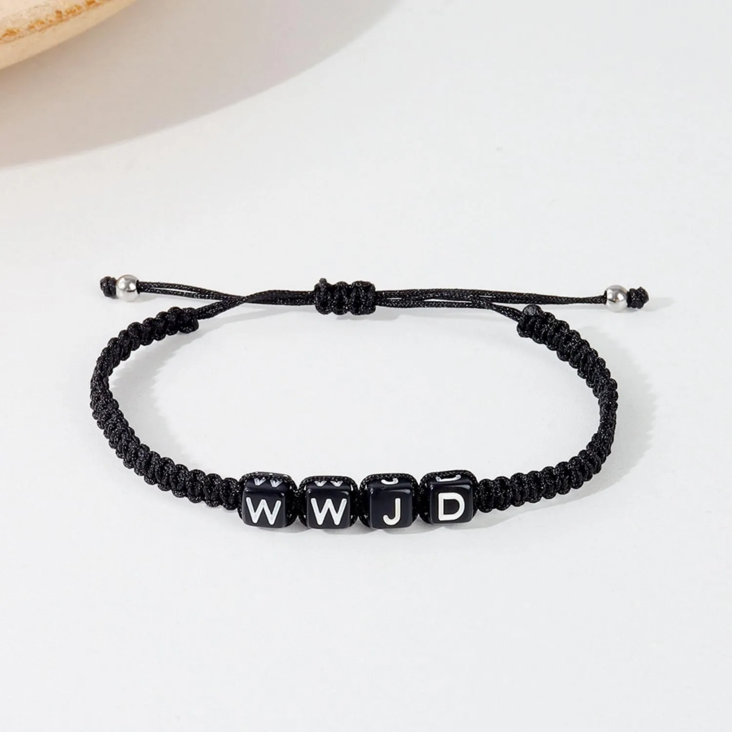 Fuqimanman2020 WWJD Woven Wristbands Bracelet Adjustable Rope Beaded Bracelet What Would Jesus Do Letter Flat Knot Woven String Bracelet