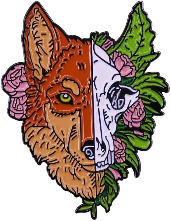 Gothic animal Pin,wolf skull Enamel Pin Brooch badge,Gothic ornament