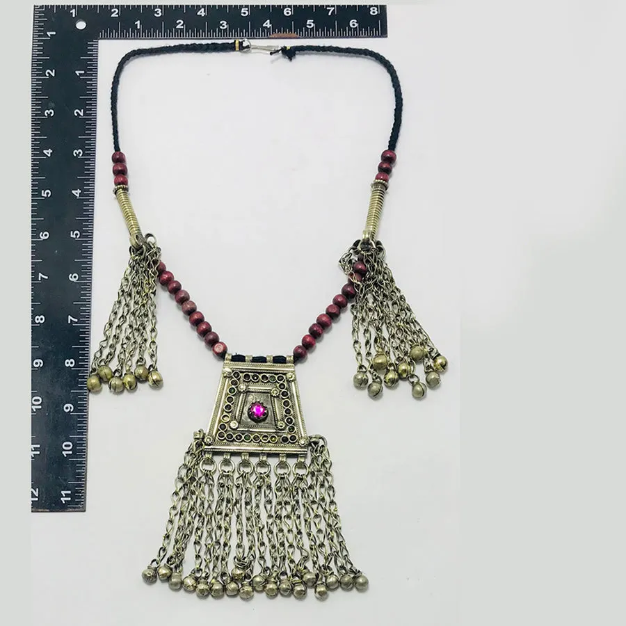Handmade Pendant Necklace with Beads and Tassels