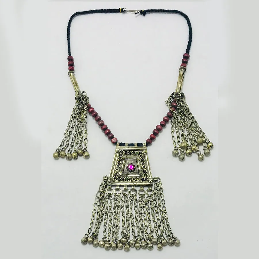 Handmade Pendant Necklace with Beads and Tassels