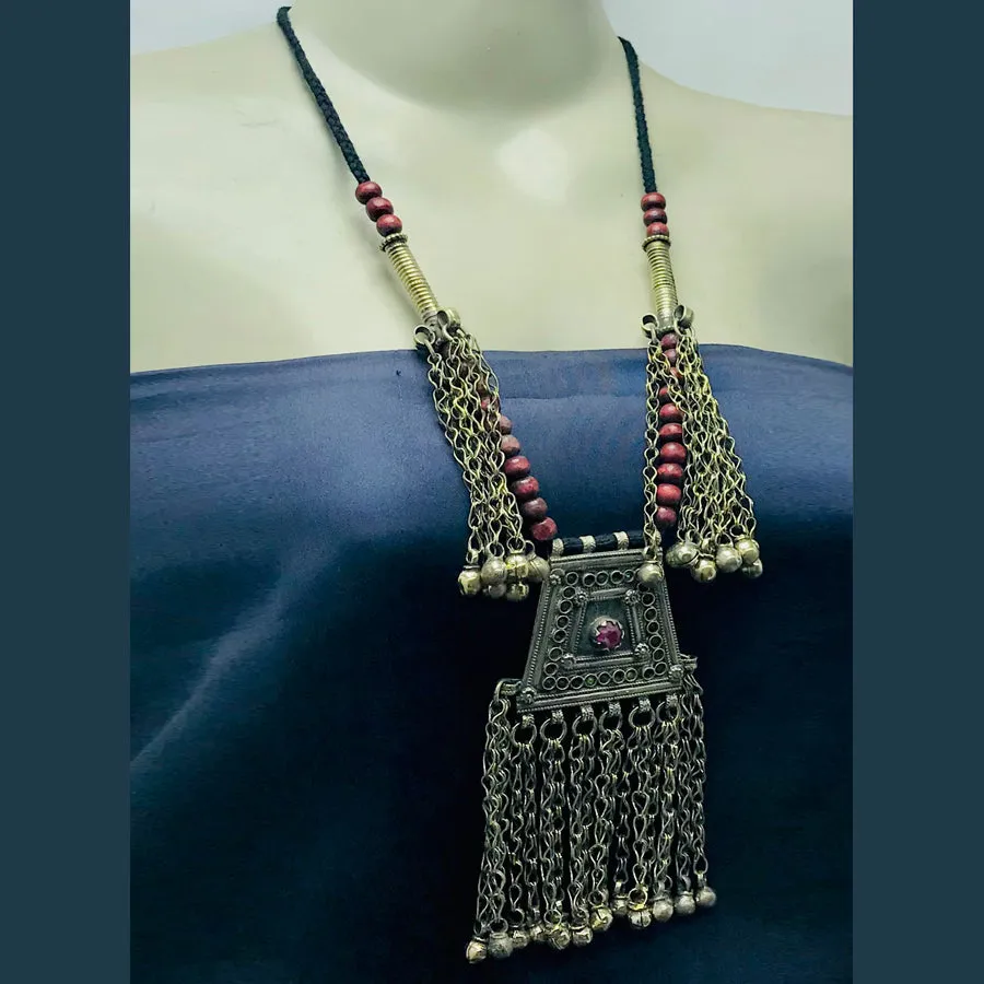 Handmade Pendant Necklace with Beads and Tassels