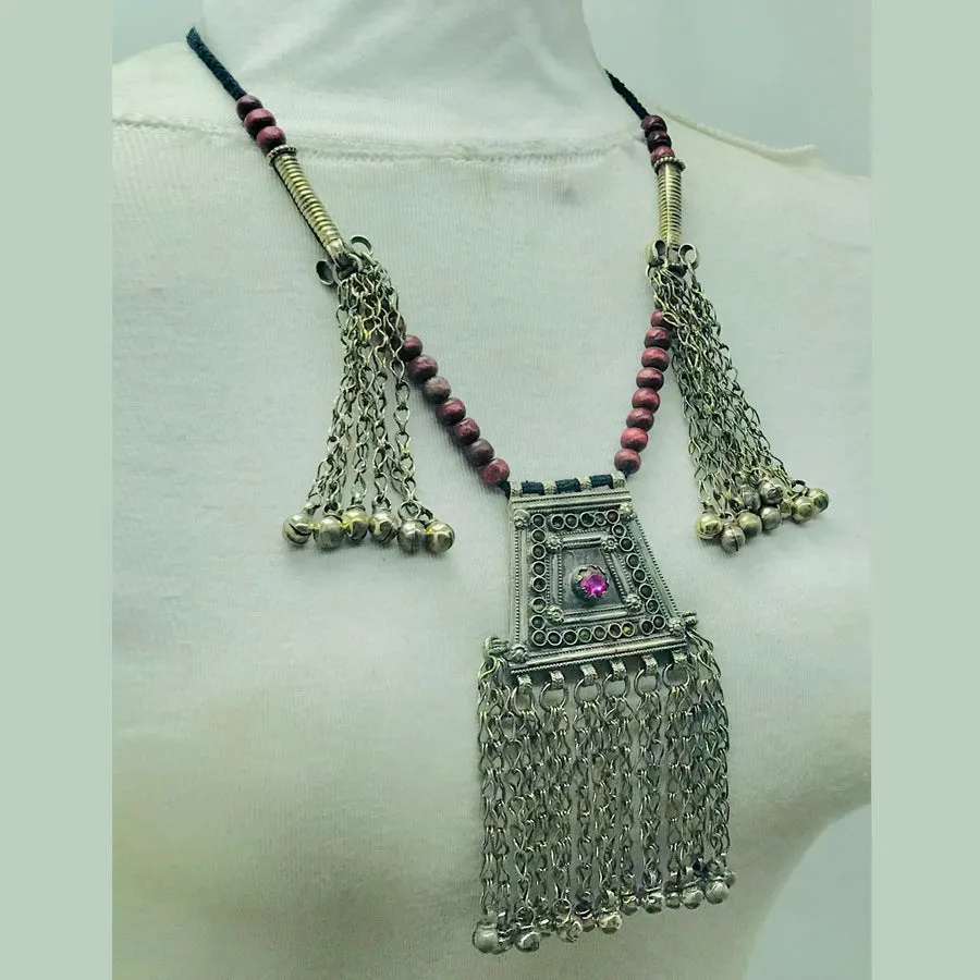 Handmade Pendant Necklace with Beads and Tassels