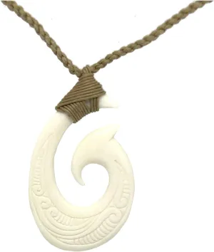 Hawaiian Jewelry MAKAO Fish Hook White Buffalo Bone Necklace