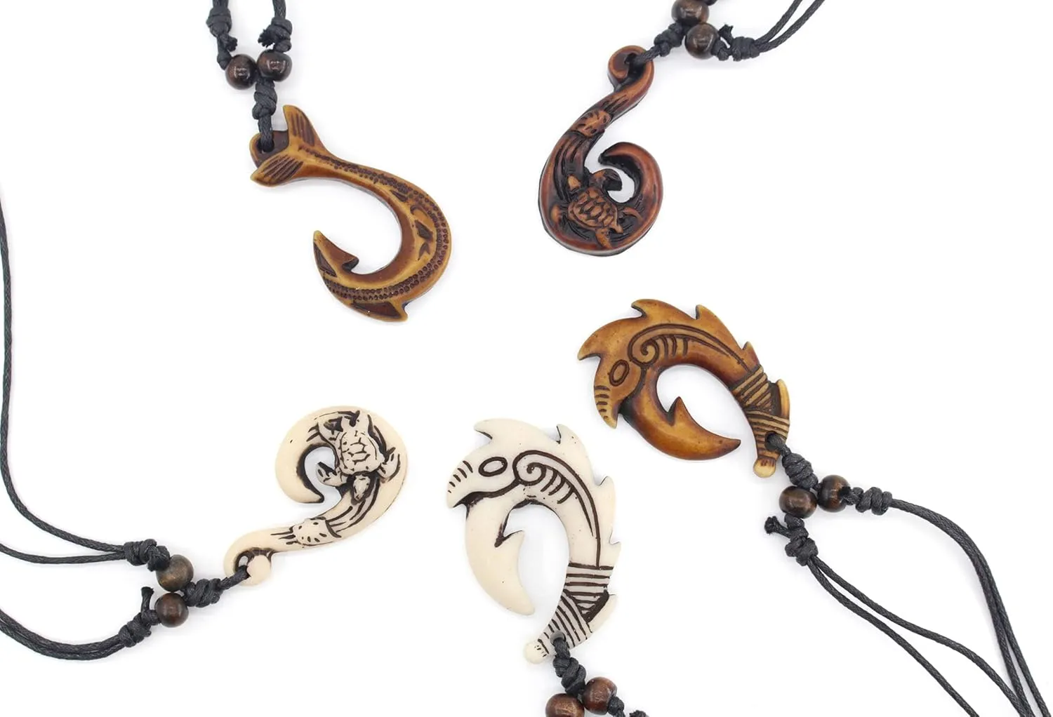 Hawaiian Maori Fish Hook Pendant Necklace,Maui Beach Sufer Tribal Necklace