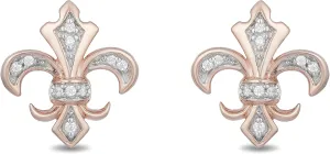 Jewelili Enchanted Disney Fine Jewelry 10K Rose Gold 1/20 CTTW Diamond Aurora Earrings