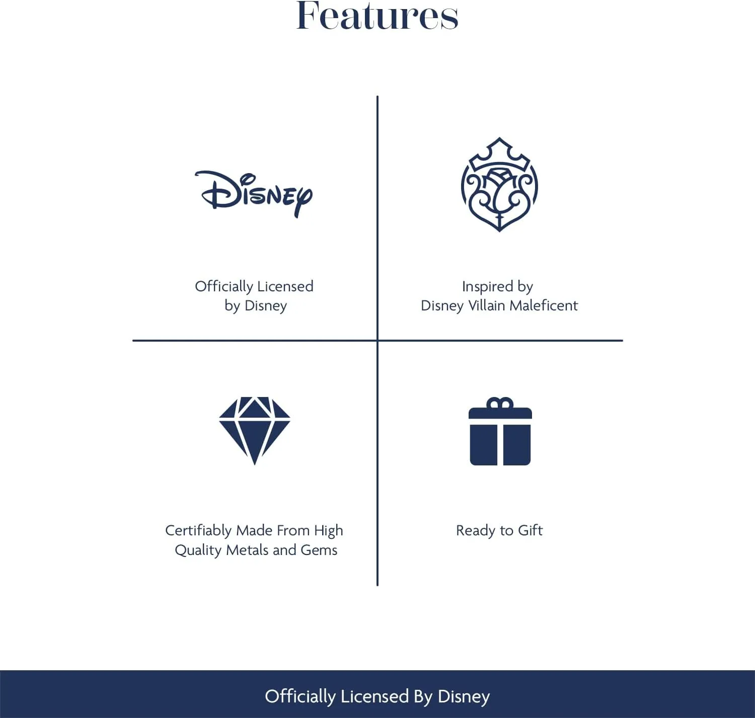 Jewelili Enchanted Disney Fine Jewelry 14K Rose and White Gold with Black Rhodium 9/10 Cttw Black Diamond Maleficent Bridal Ring