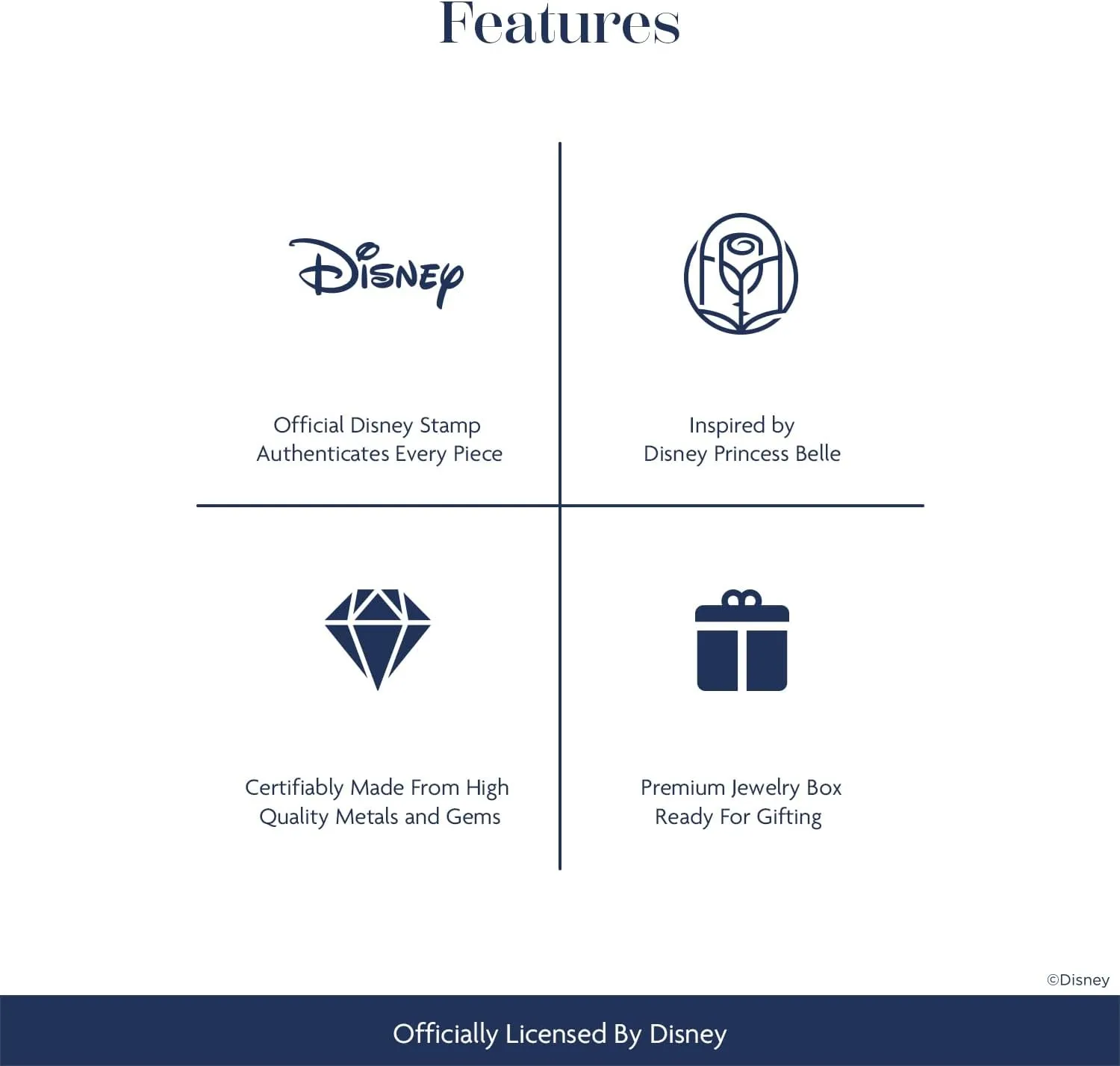 Jewelili Enchanted Disney Fine Jewelry 14K White Gold and Rose Gold 1/6 CTTW Diamond Belle Wedding Band