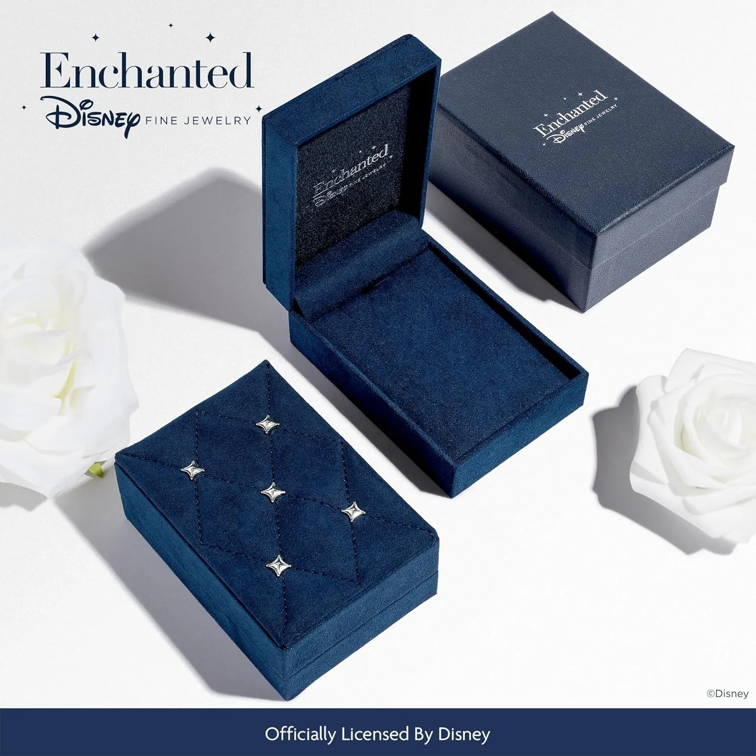 Jewelili Enchanted Disney Fine Jewelry 14K White Gold and Rose Gold 1/6 CTTW Diamond Belle Wedding Band