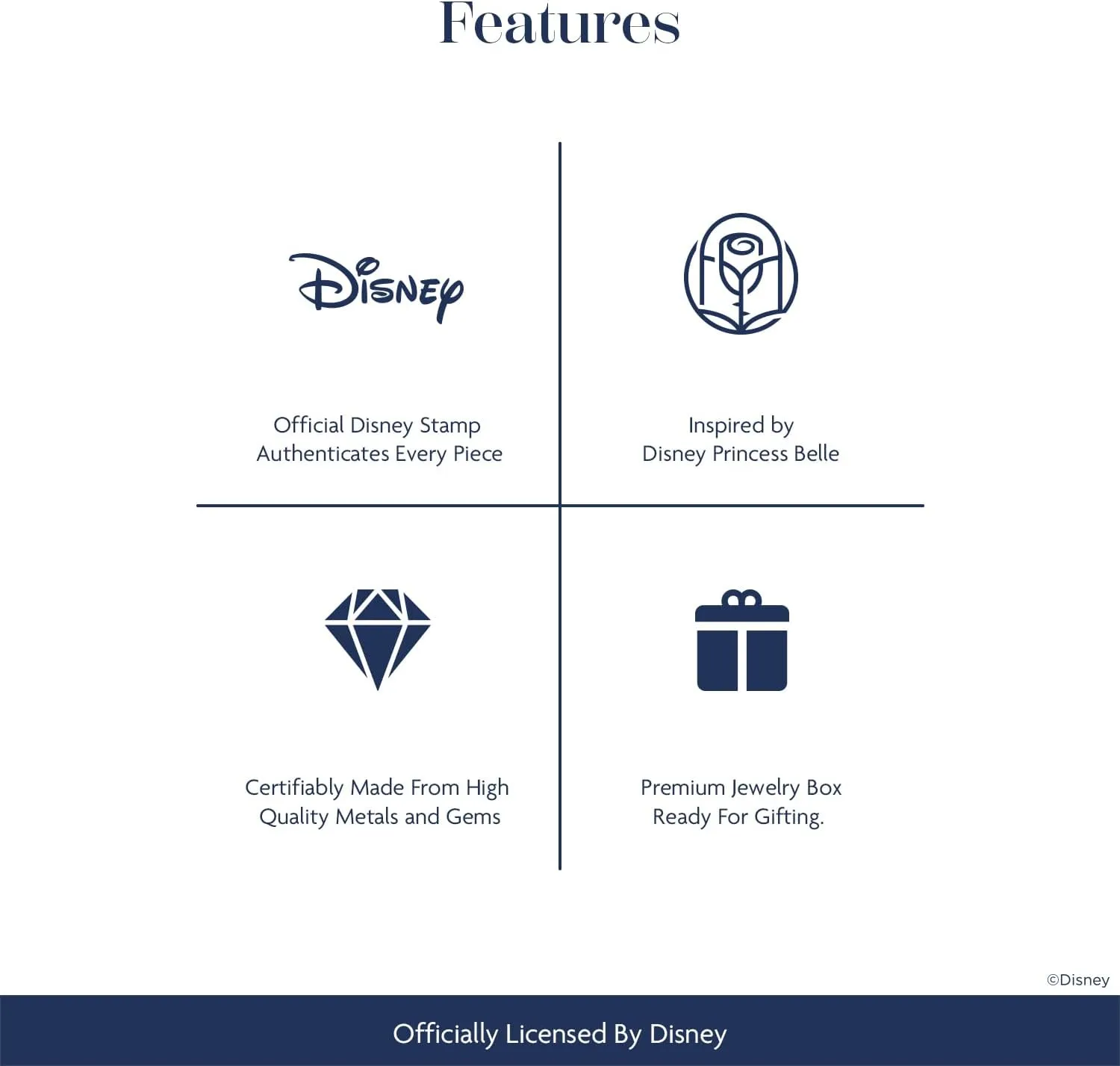 Jewelili Enchanted Disney Fine Jewelry Belle Rose Diamond Ring 1/6 CTTW in 14K Rose Gold over Sterling Silver