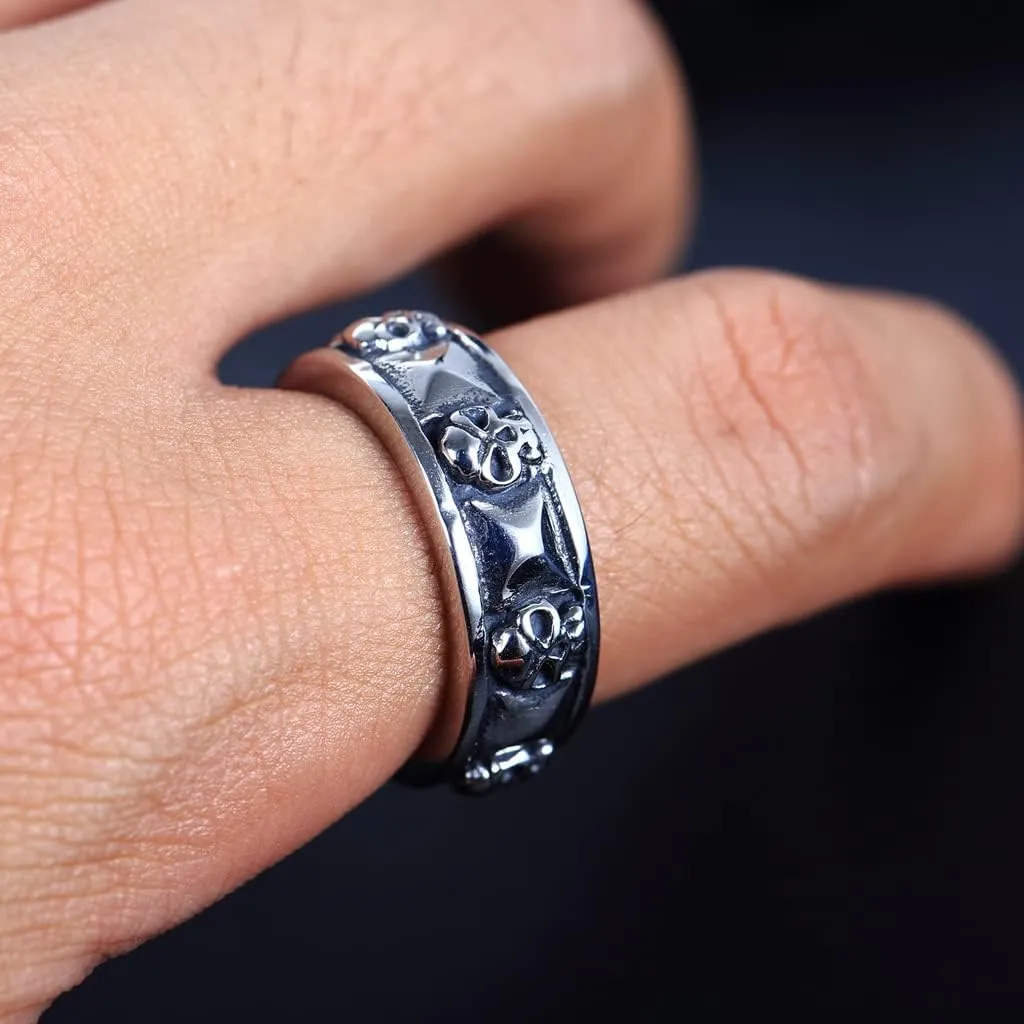 Jude Jewelers Stainless Steel Gothic Skull Biker Band Style Ring