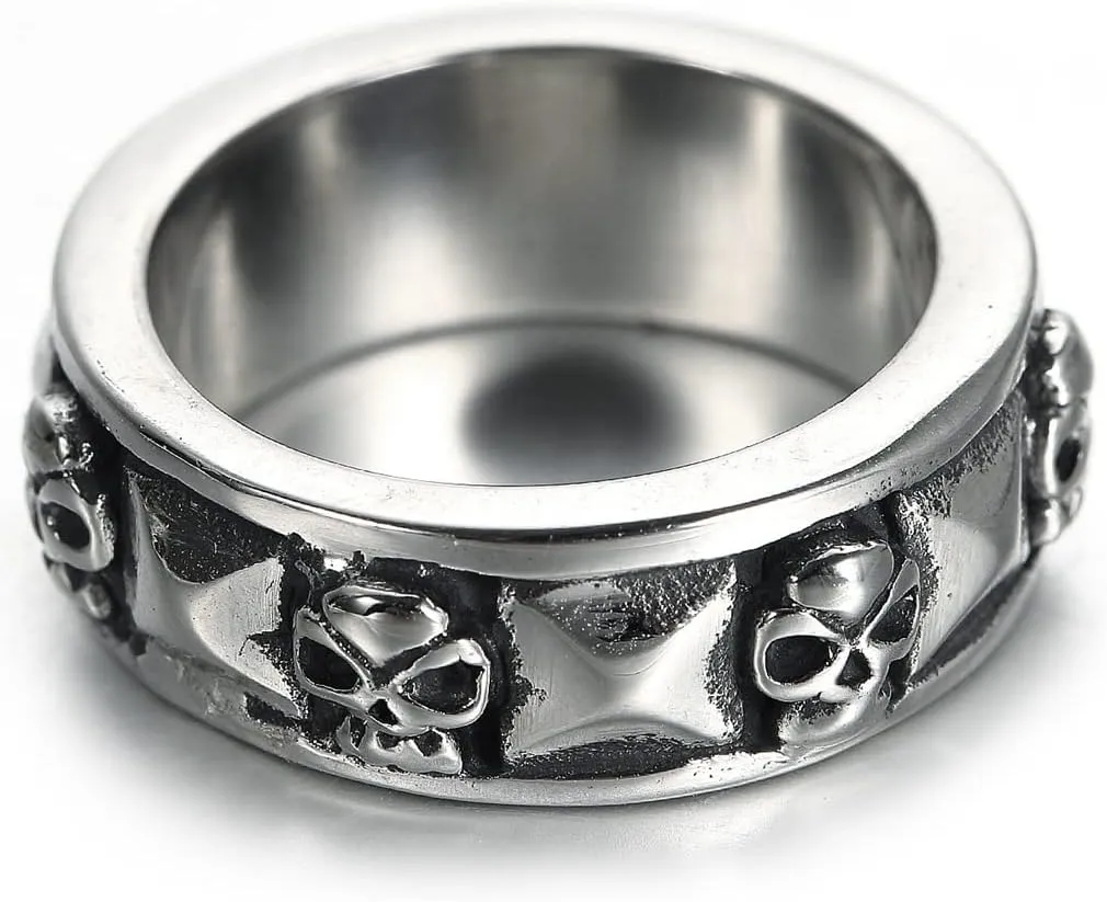 Jude Jewelers Stainless Steel Gothic Skull Biker Band Style Ring