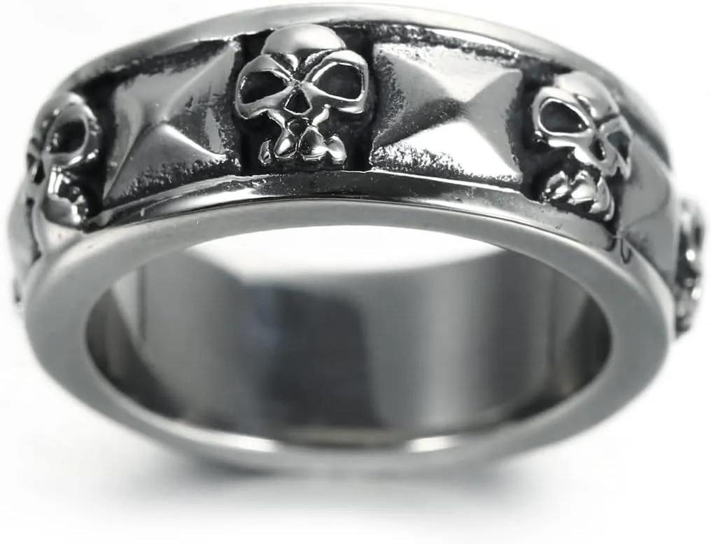 Jude Jewelers Stainless Steel Gothic Skull Biker Band Style Ring